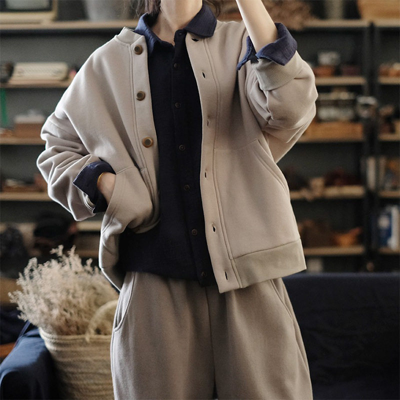 春秋初冬季节新款休闲开衫卫衣螺纹小立领系扣抓绒文艺上衣女,女装/女士精品,卫衣/绒衫,淘宝优惠券,粉丝福利购,淘宝优惠卷