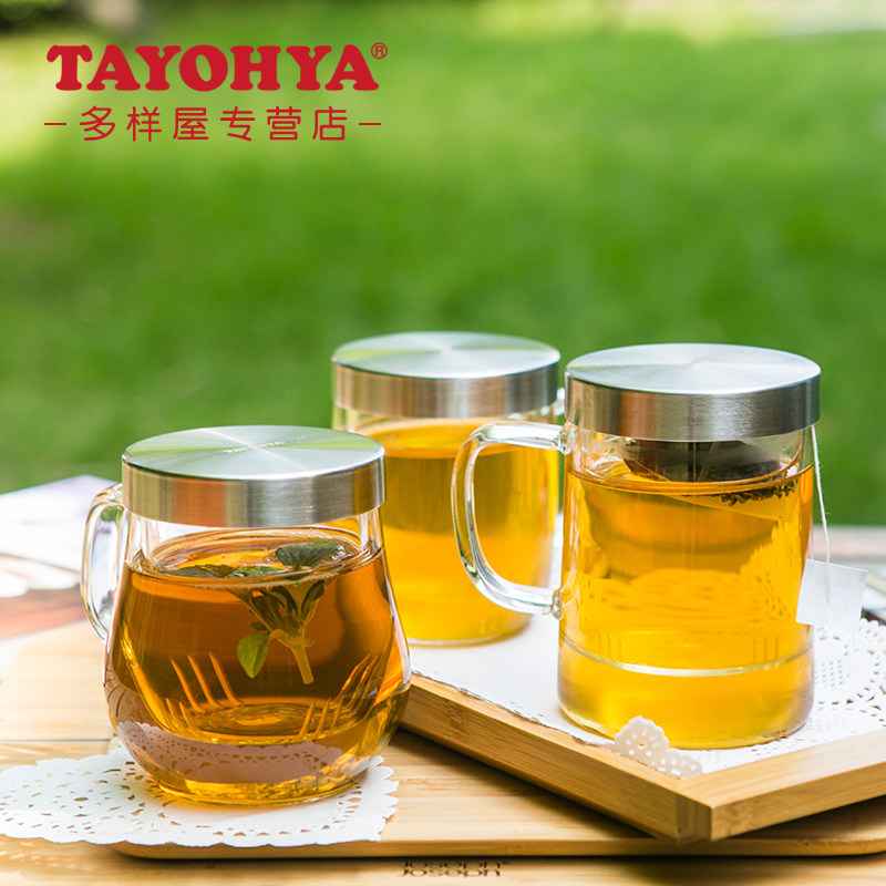 TAYOHYA多样屋明雅玻璃茶隔杯睿智睿哲睿派透明耐热花茶杯带手柄
