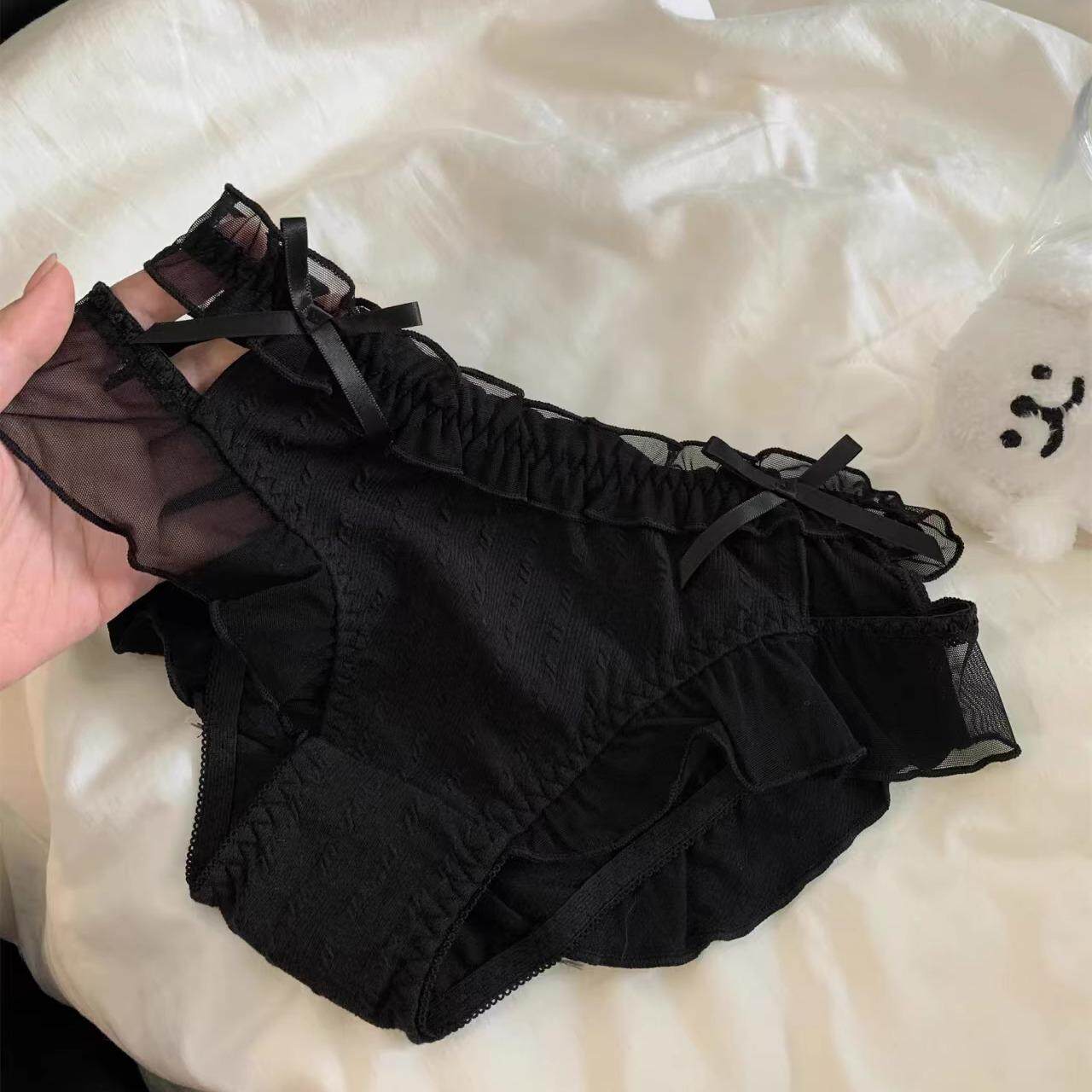 暮夜冥想~纯欲甜美荷叶边纯棉裆网纱中腰内裤~舒适软软糯糯的内内,女士内衣/男士内衣/家居服,女三角裤,淘宝优惠券,粉丝福利购,淘宝优惠卷