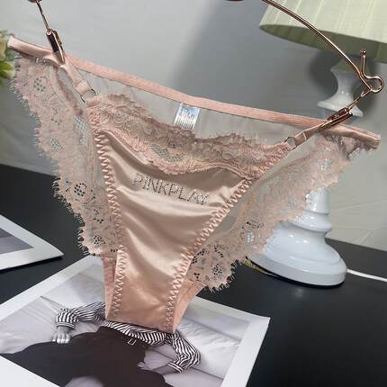 欧美网纱轻奢蕾丝内裤女性感低腰镂空时尚钻饰舒适少女三角裤棉裆