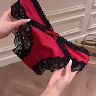 安可拉的红流行到了内内！！缎面+蕾丝美疯了~好高级显白好诱人！