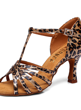 KC DANCE闪金豹纹成人女士拉丁舞室内专业考级赛场专用国标舞蹈