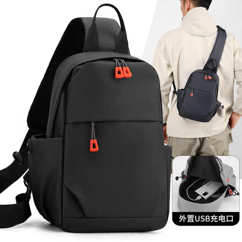 新款男士胸包休闲时尚潮流单肩斜挎包大容量防水多功能斜跨包
