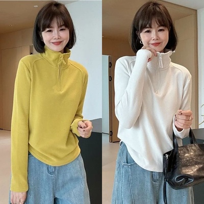 欧货磨毛双面德绒长袖T恤