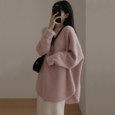 慵懒风软糯宽松加厚毛衣女