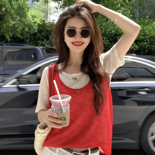 免费试穿！真两件短袖针织衫