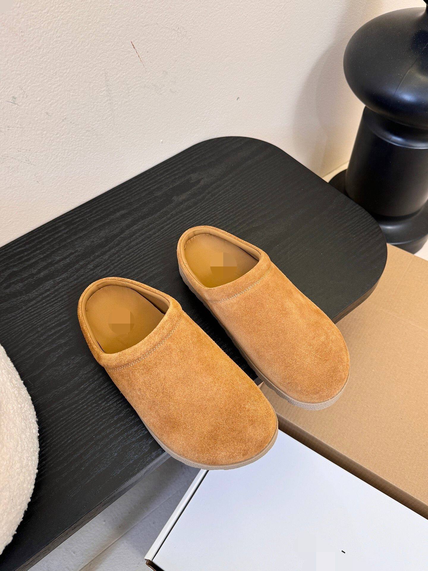 真皮勃肯休闲半拖鞋女25新款一脚蹬懒人保暖羊毛保暖博肯包头拖鞋