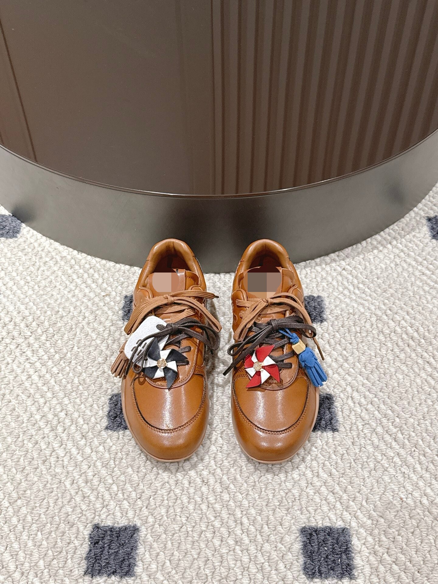 复古风真牛皮双鞋带德训休闲鞋女2026新款风车轻便时尚流苏阿甘鞋