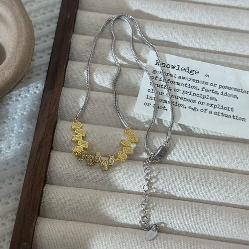 925银唐草纹项链小众复古设计金色蛇骨链女时尚个性做旧百搭款