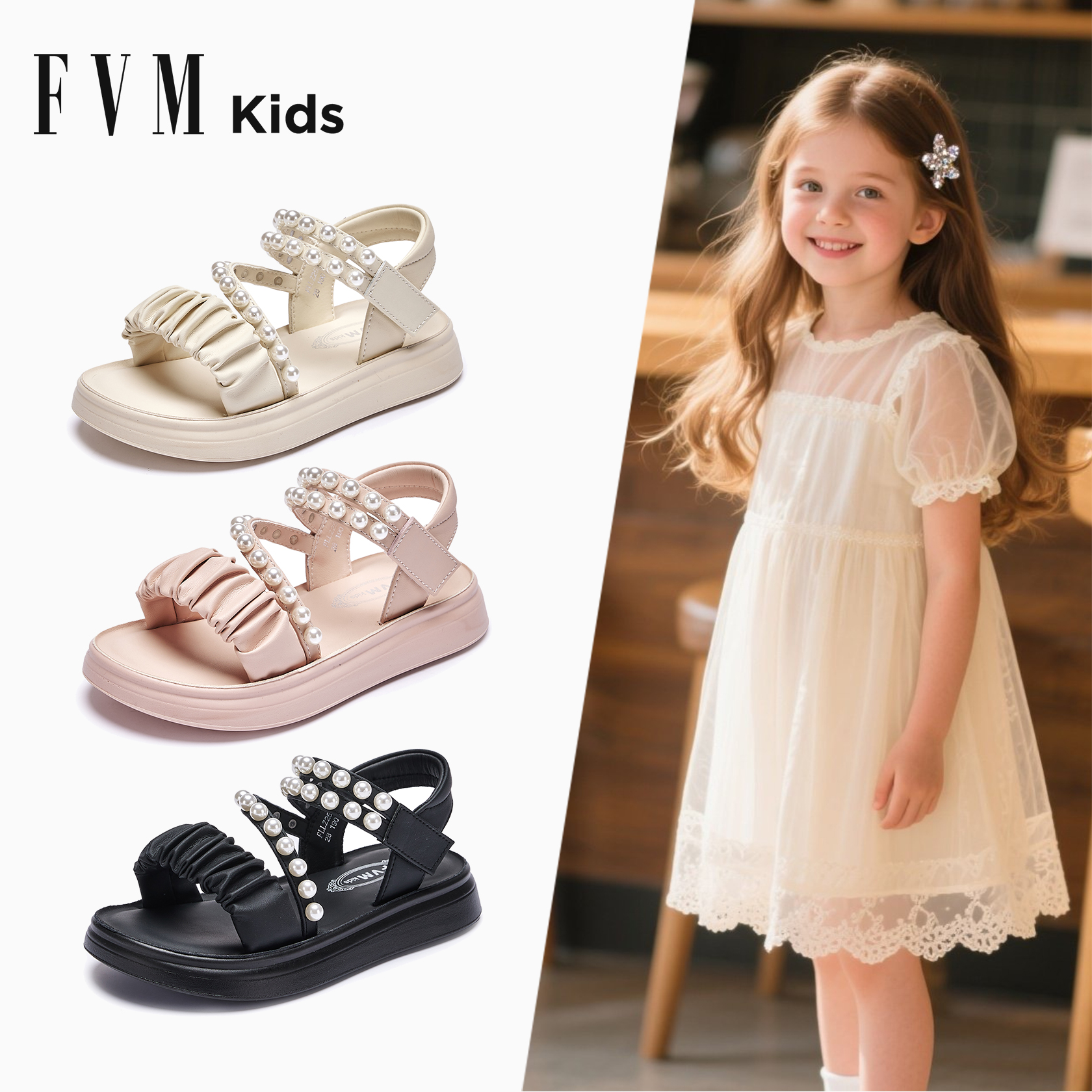 FVM女童鞋子儿童运动凉鞋