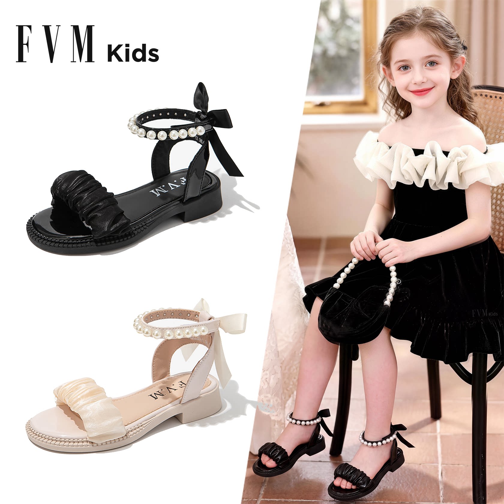 FVM女童鞋子儿童公主凉鞋
