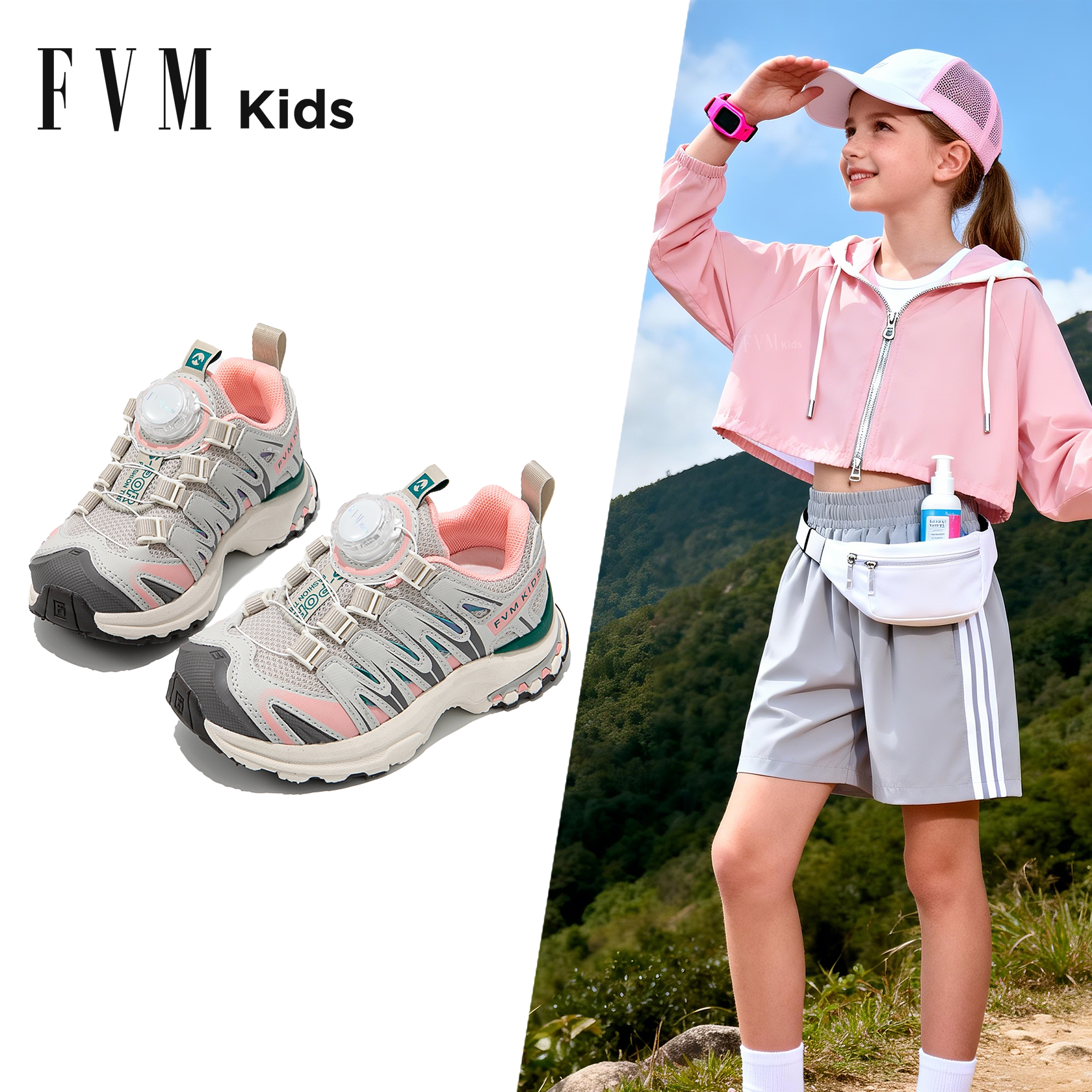 女童鞋子儿童户外运动老爹网鞋2026新款春季春款登山透气跑步软底