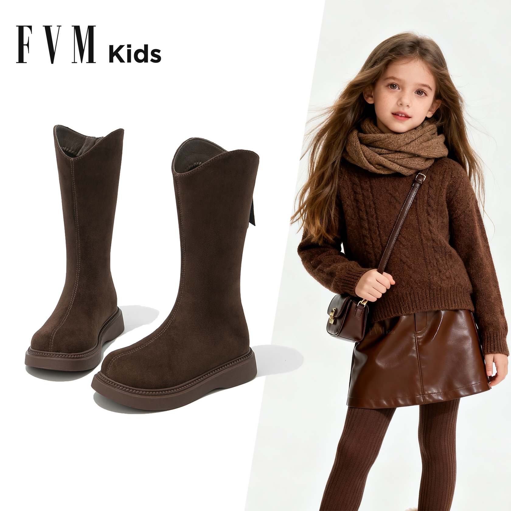 女童马丁长筒长靴2025新款秋冬季女孩加绒加厚小公主超火儿童靴子