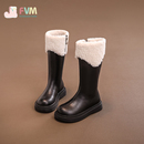 长筒高筒皮靴加绒雪地靴大棉冬鞋 冬季 子儿童长靴子2025新款 女童鞋