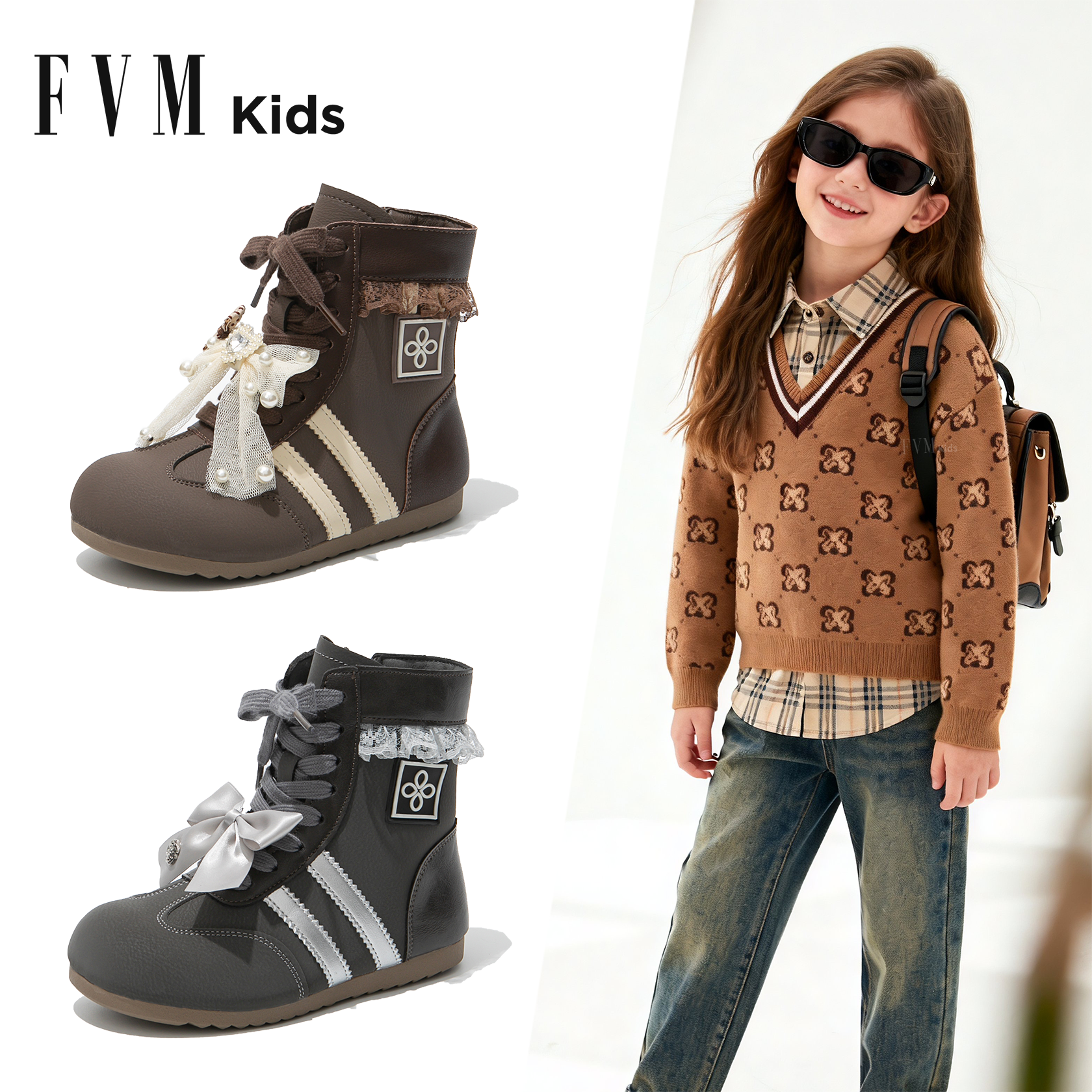 女童靴子儿童加绒马丁靴