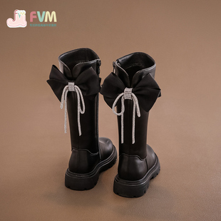 冬季 新款 长筒高筒公主炸街洋气加绒 子儿童长靴子2024秋冬款 女童鞋