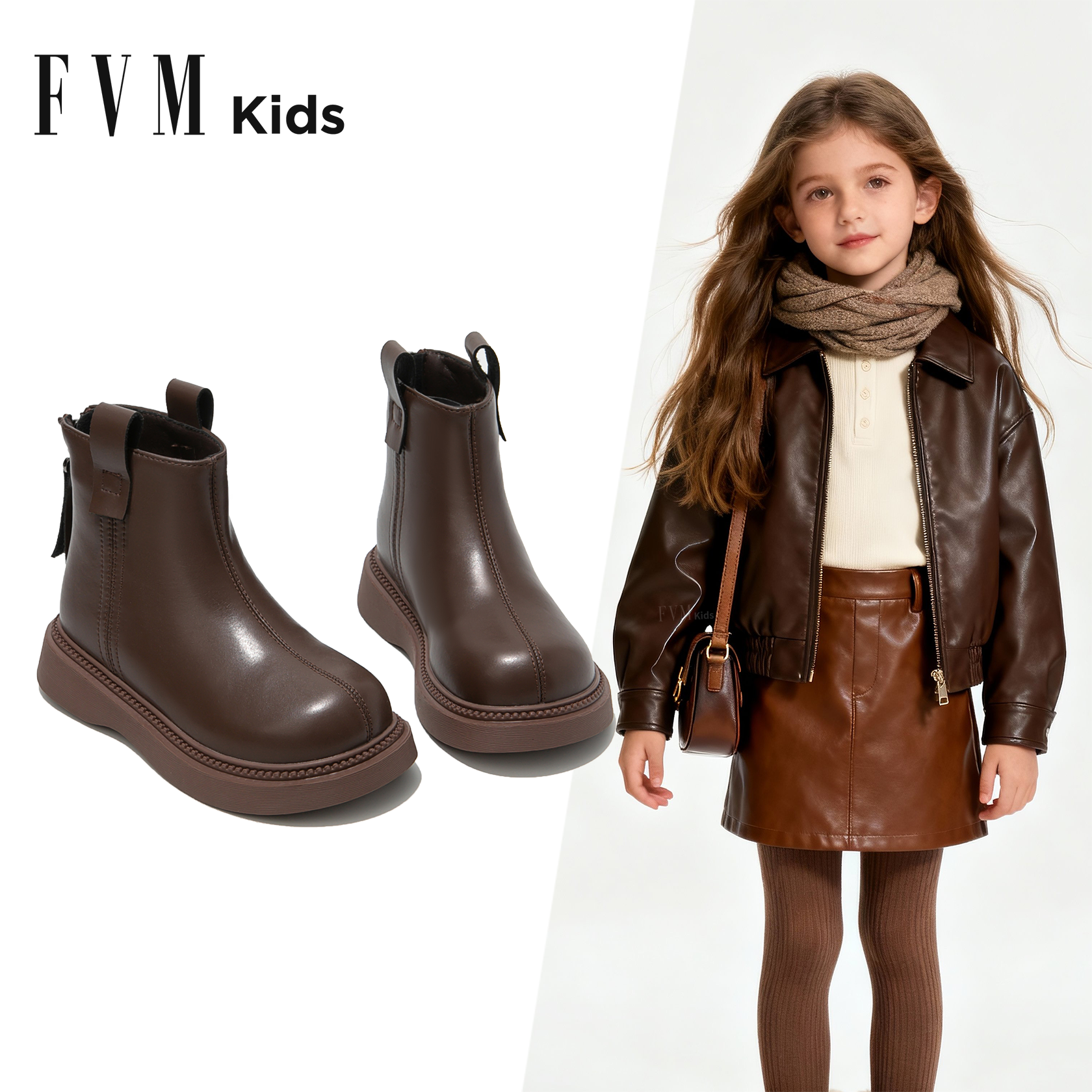 短靴TOP女童马丁靴秋冬加绒皮靴