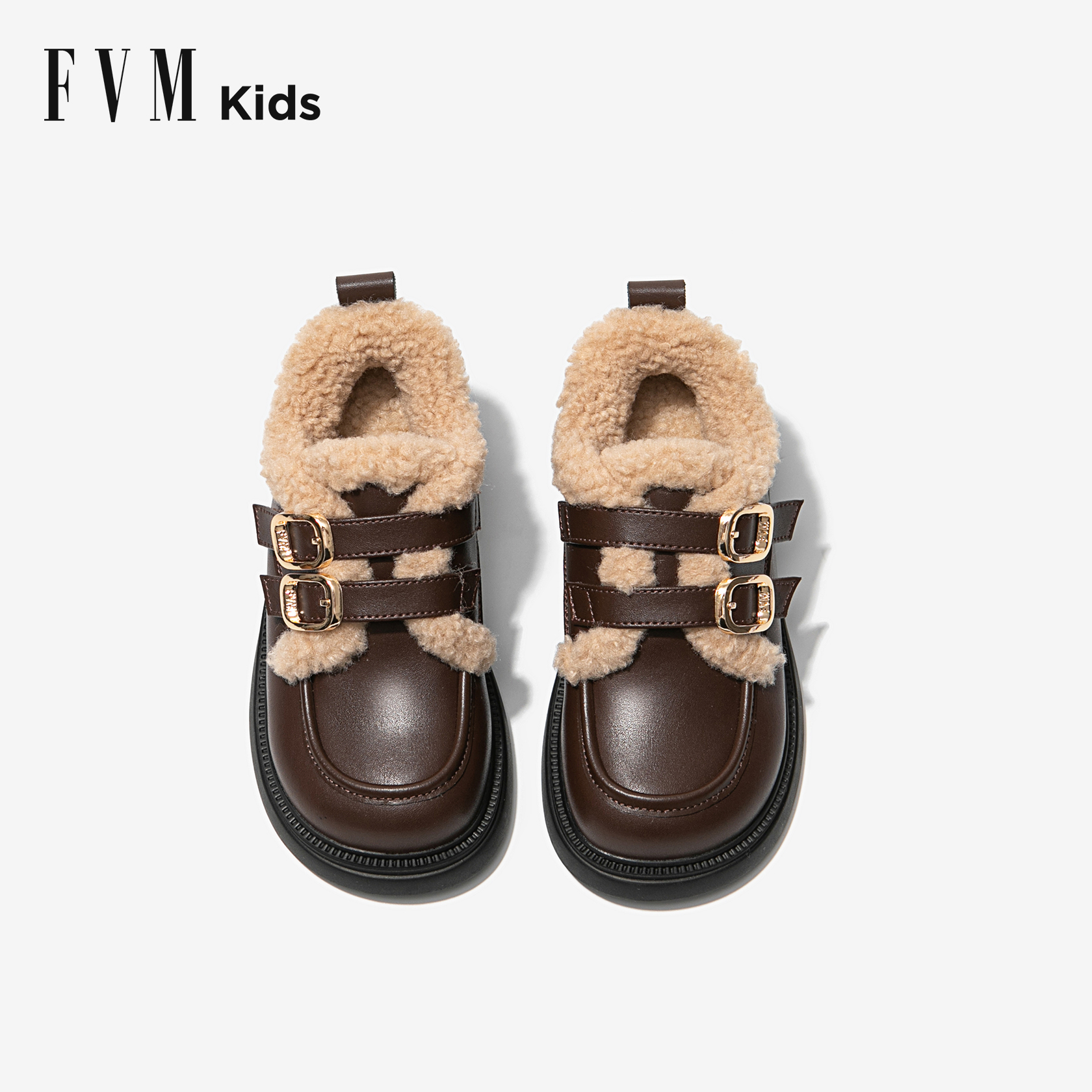 FVM女童鞋子加绒加厚棉鞋皮鞋