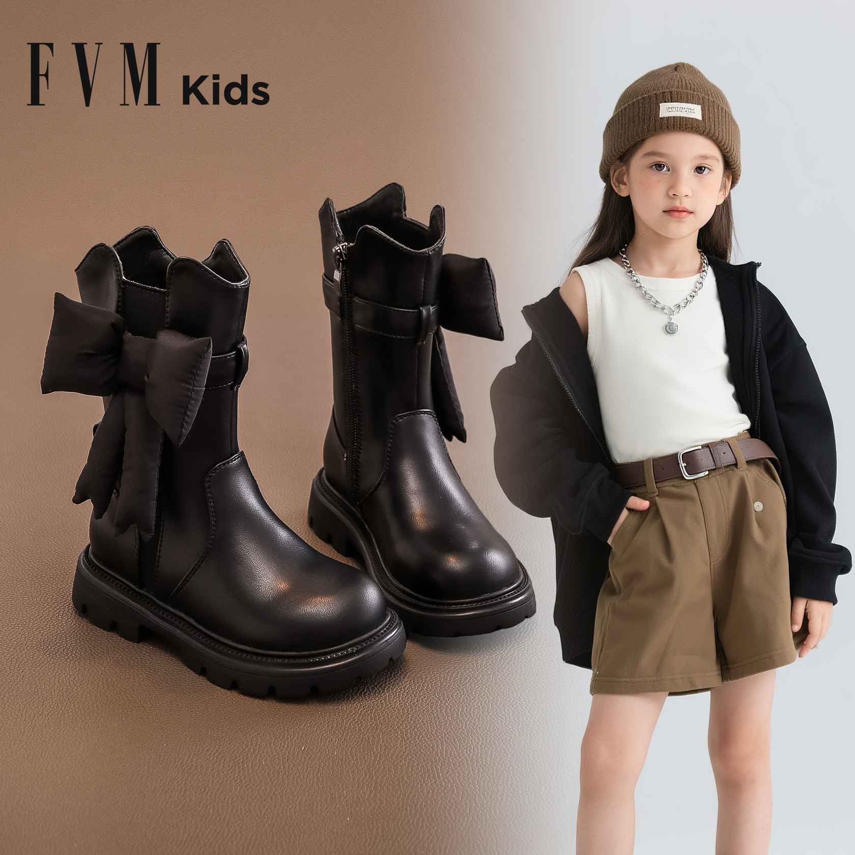 FVM女童秋冬季马丁靴洋气皮靴