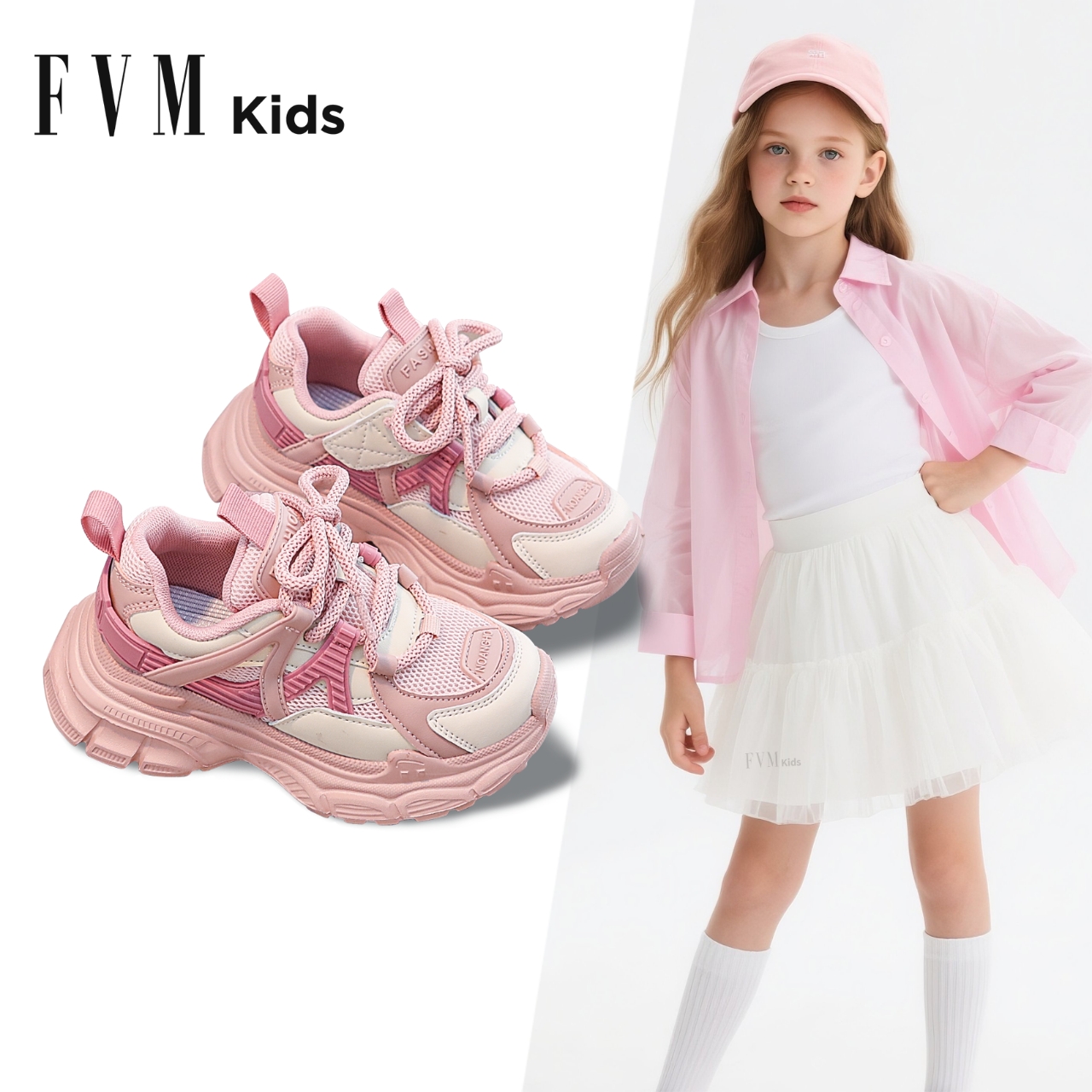 女童运动老爹鞋透气软底