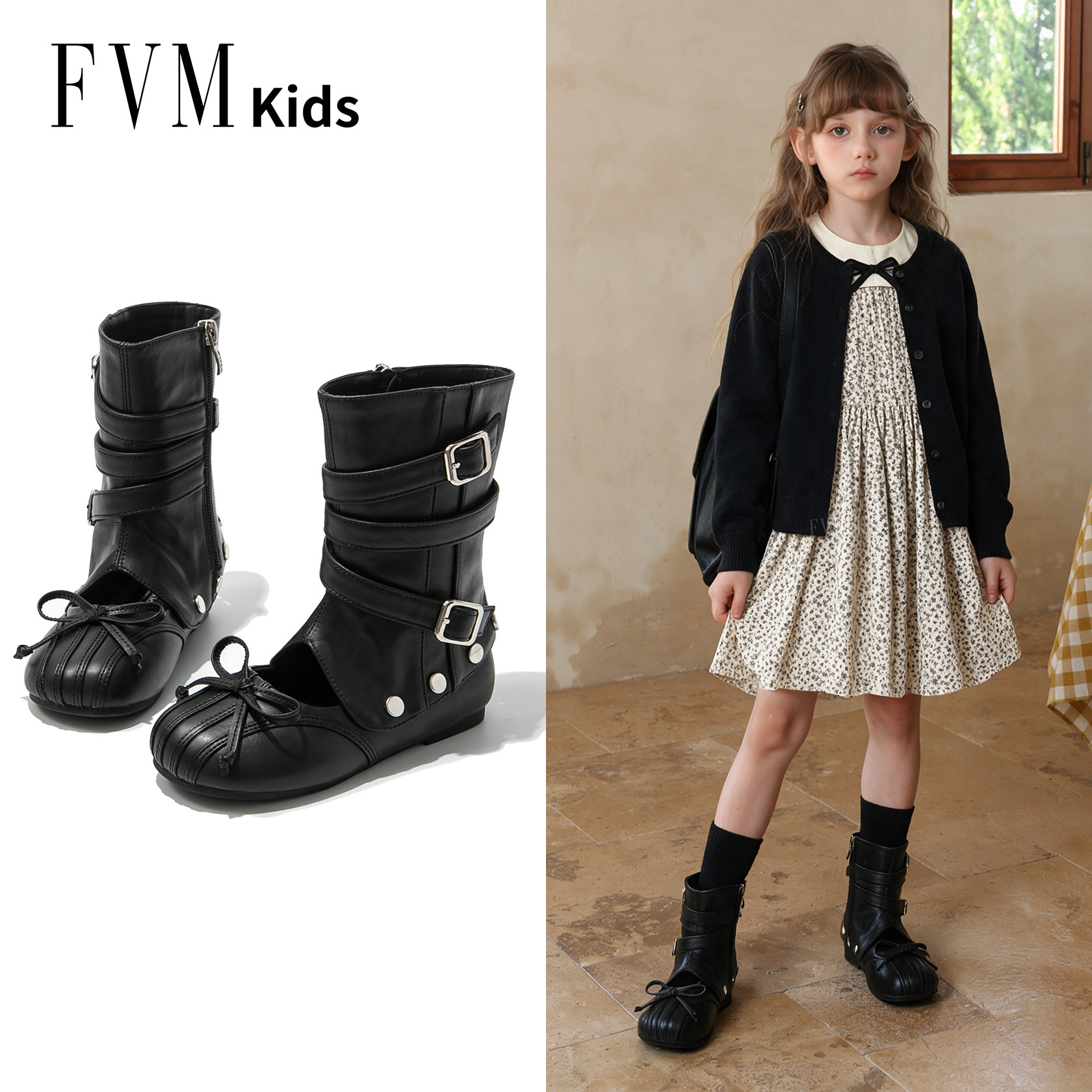 FVM女童公主马丁皮靴洋气软底