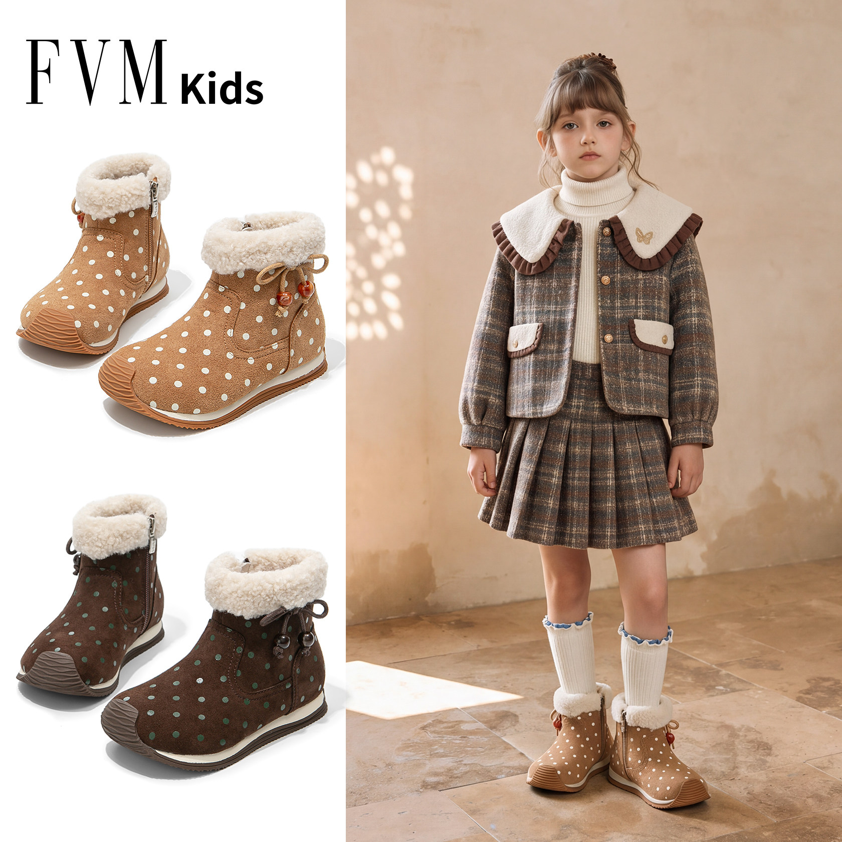 FVM女童鞋子儿童公主勃肯短靴子