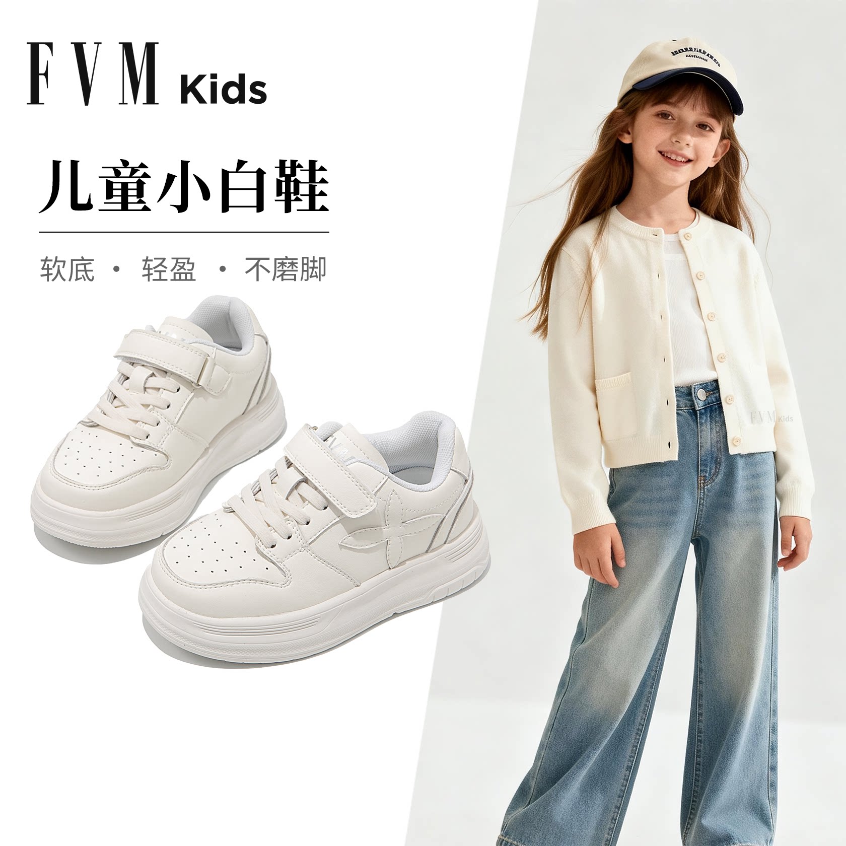 女童鞋子儿童小白鞋2026新款春季夏学生男童休闲白色低帮运动板鞋