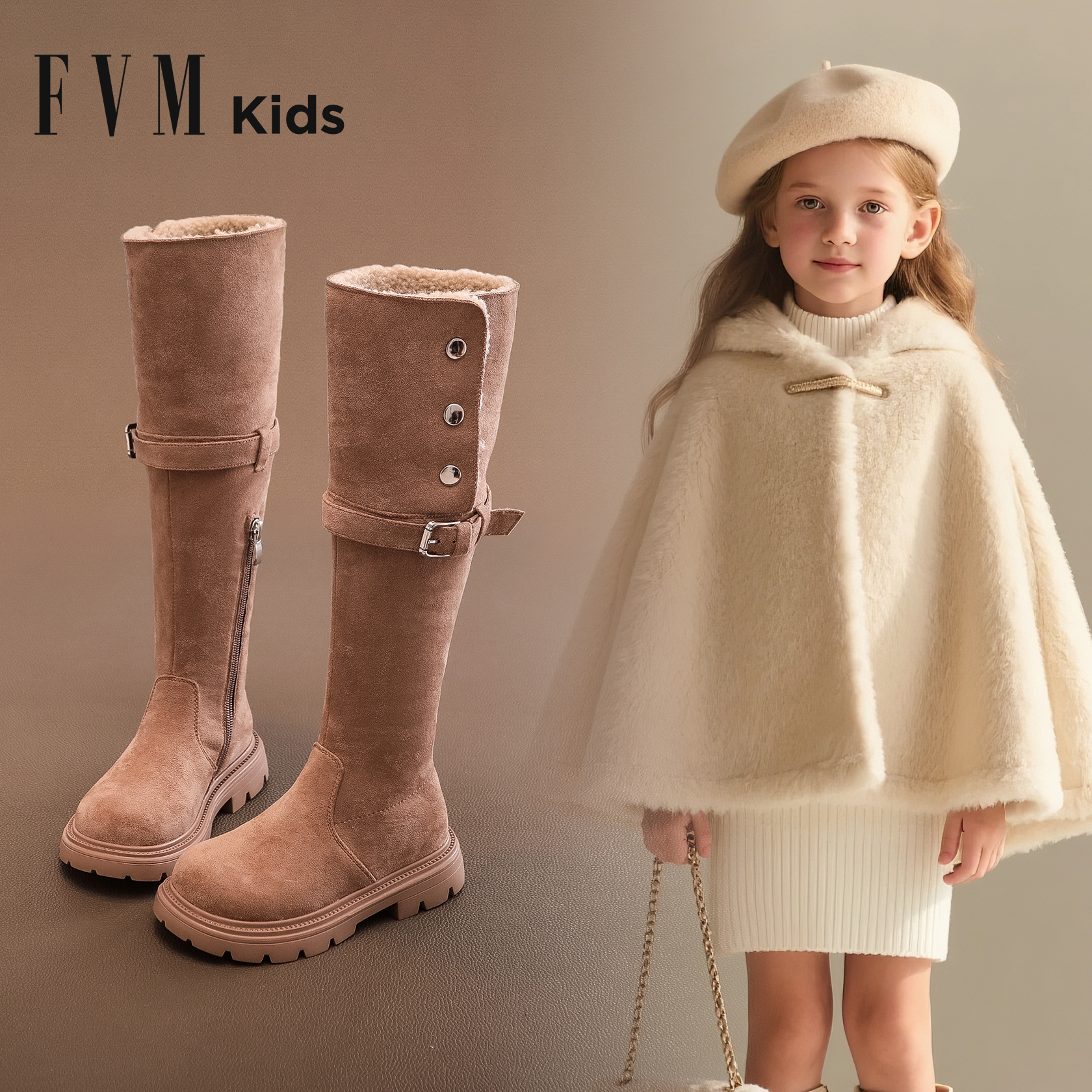 女童雪地靴大棉加绒保暖冬靴