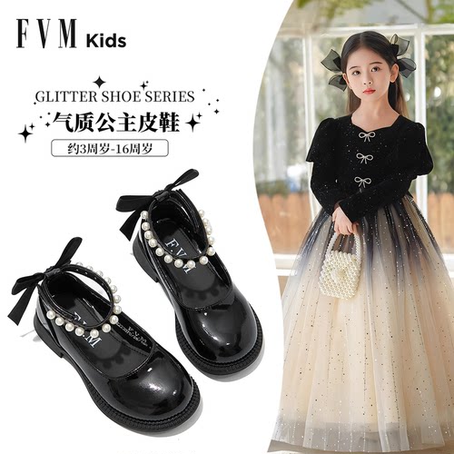 女童鞋子儿童公主黑皮鞋2025春秋新款高跟春季配裙子单鞋学生演出
