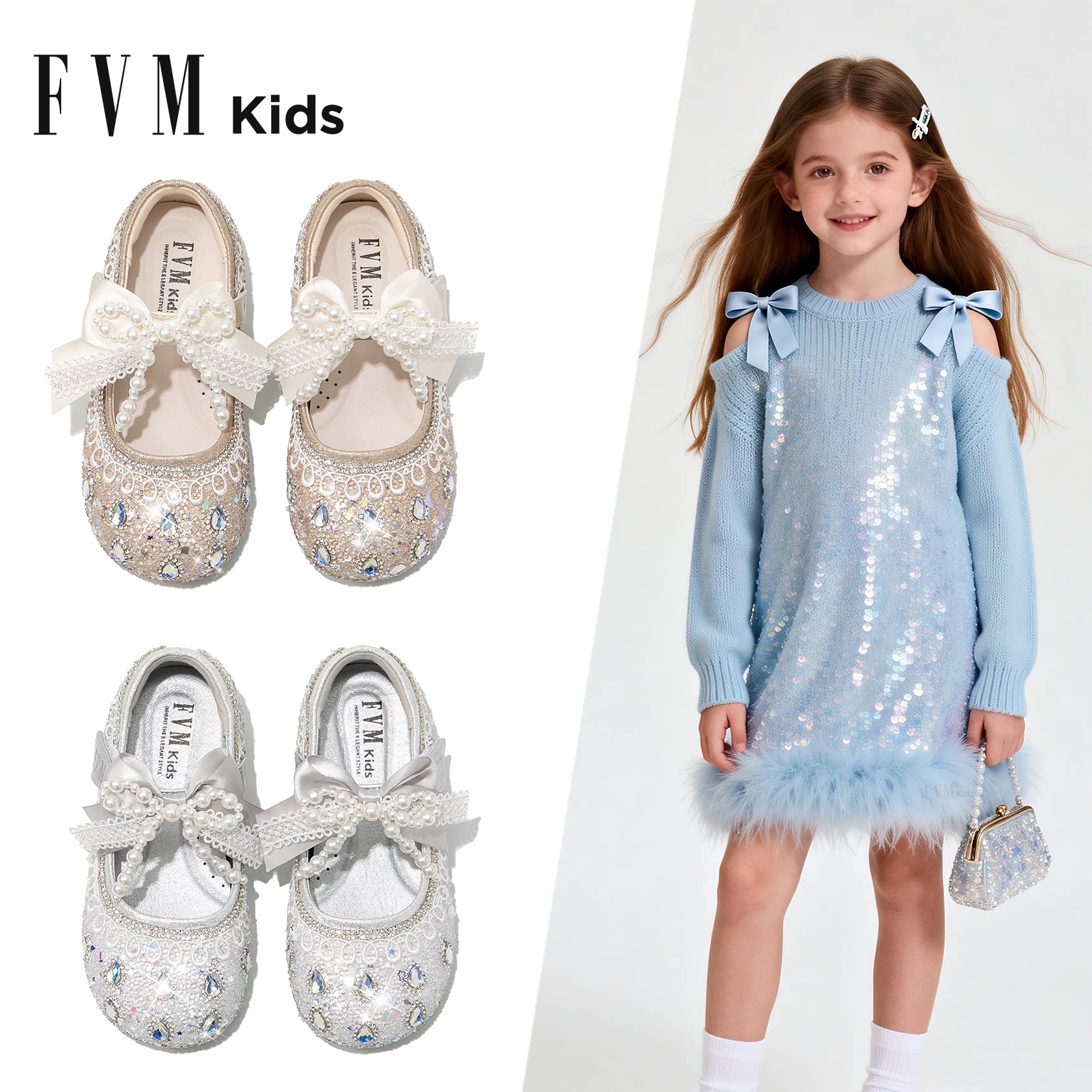 女童鞋子儿童公主小皮鞋2026新款春季水晶女宝女孩软底艾莎配裙子