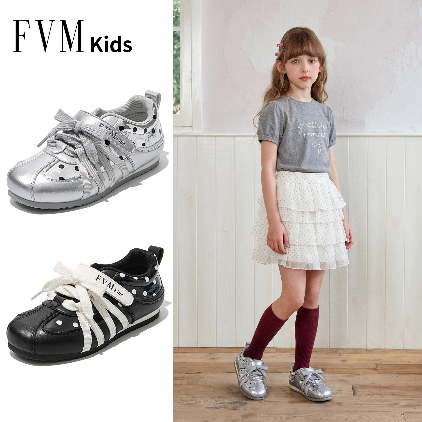 FVM女童鞋子儿童公主运动板鞋