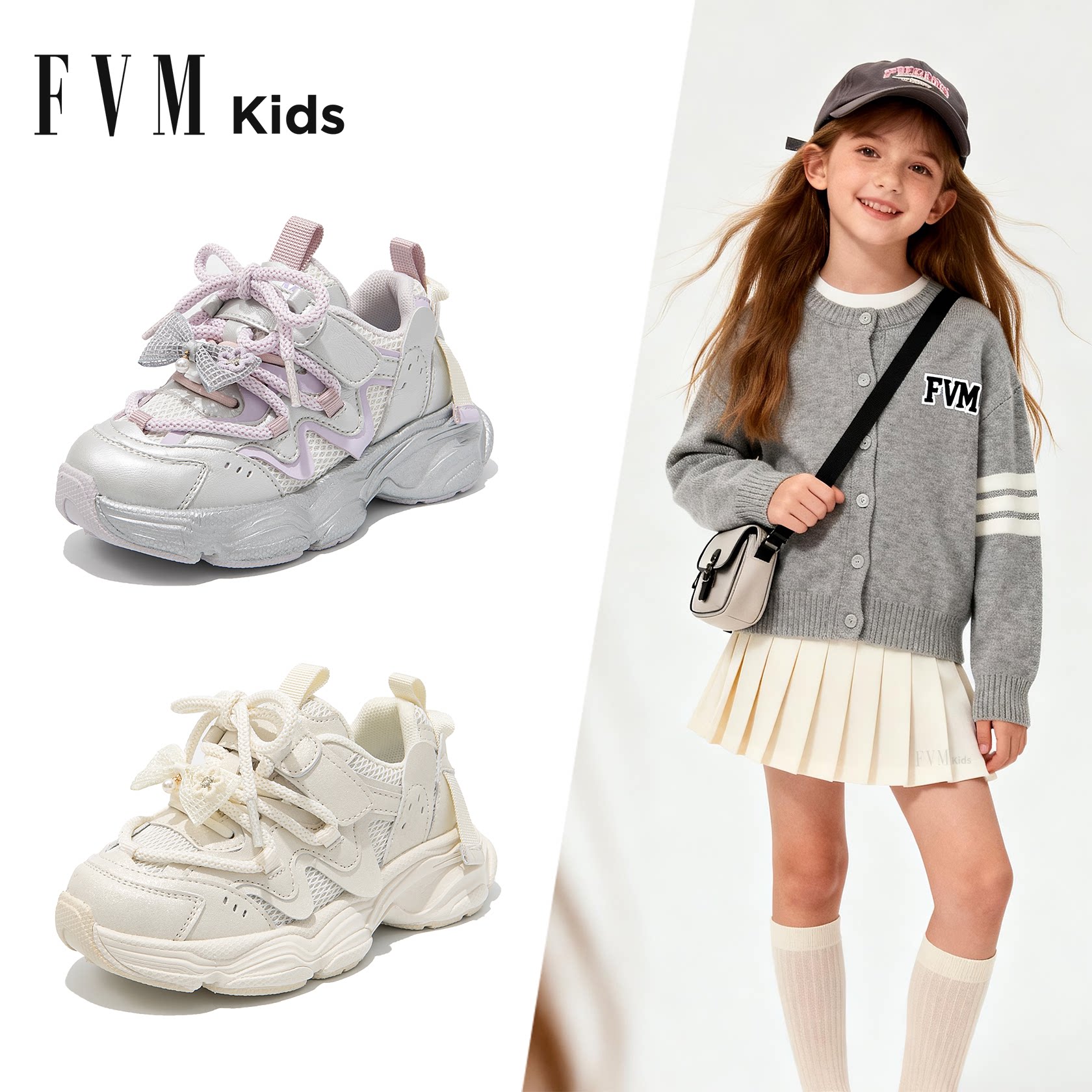 女童鞋子儿童轻便运动老爹鞋2026新款春季春款中大童网面透气女孩