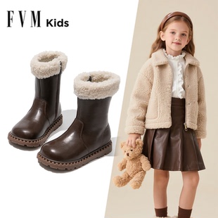 女童鞋子儿童马丁短靴子中筒2025新款加绒长筒长靴雪地靴冬季宝宝