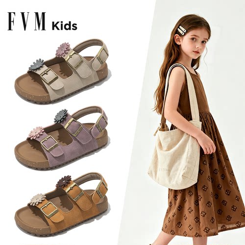 FVM女童鞋子儿童公主勃肯凉鞋