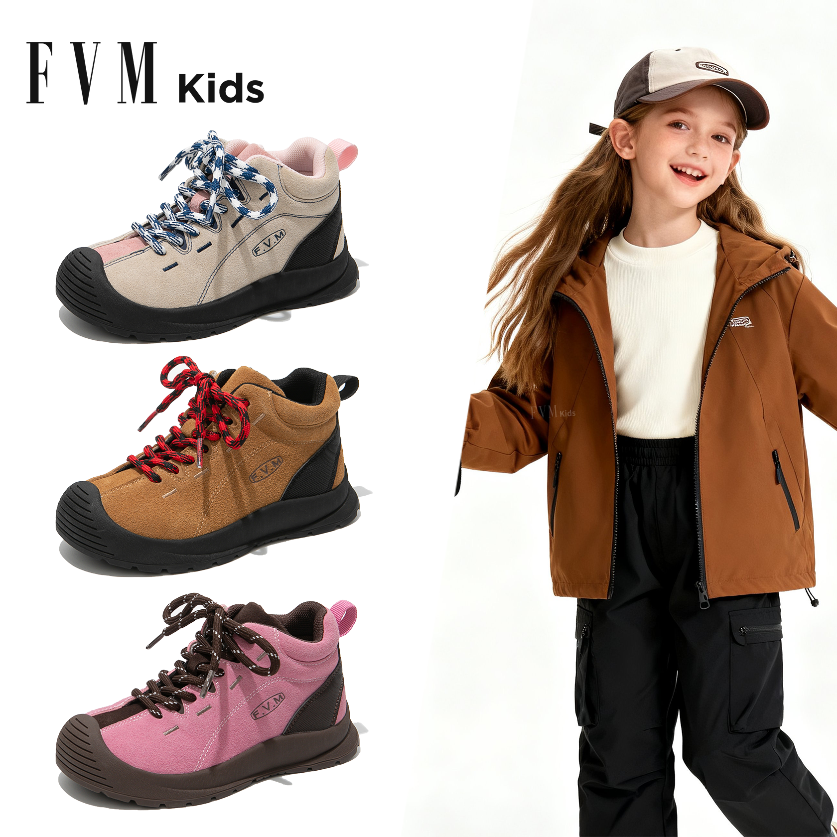 FVM女童鞋子儿童户外运动鞋