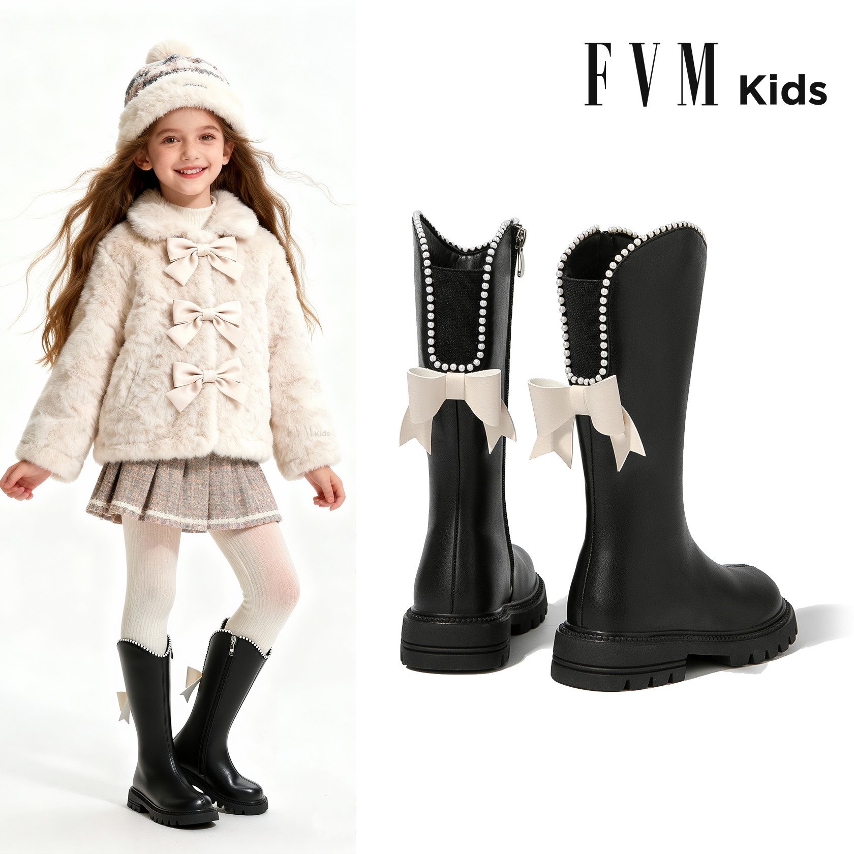 【软底舒适】女童洋气加绒长筒靴