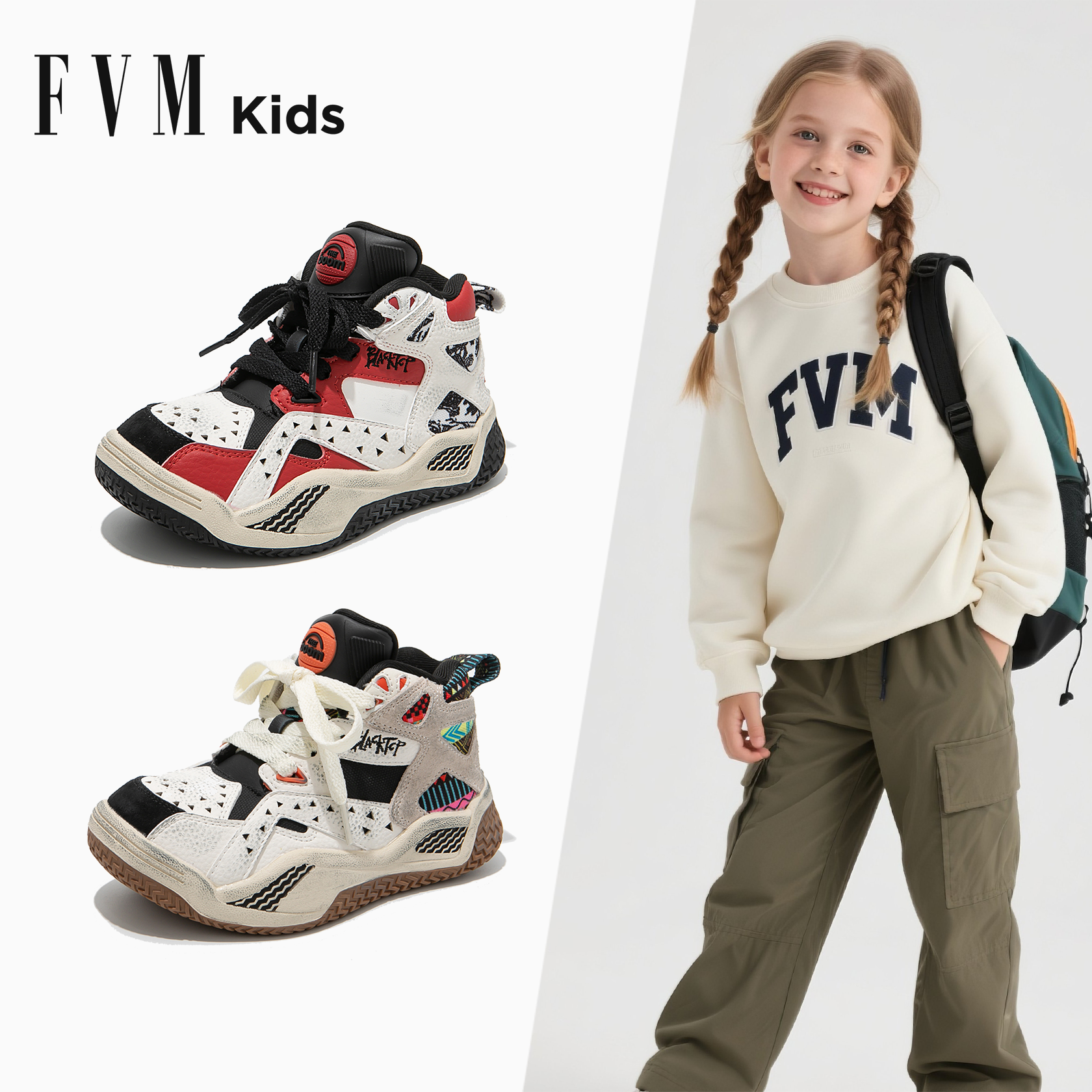 FVM女童鞋子儿童篮球运动鞋