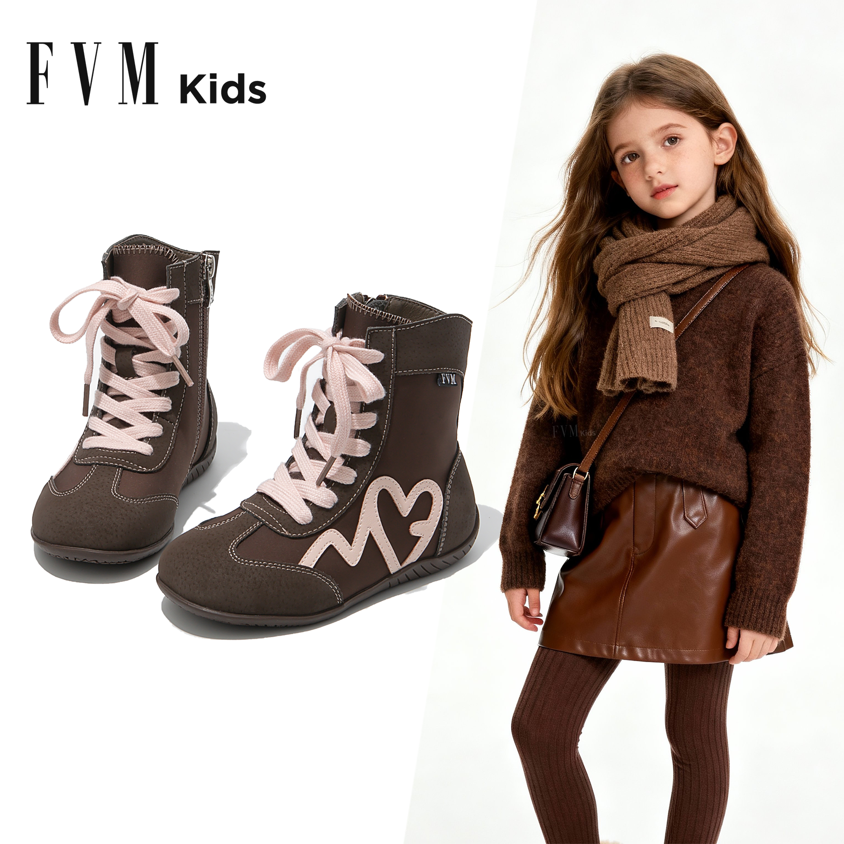 女童咖色德训短靴【爆款】