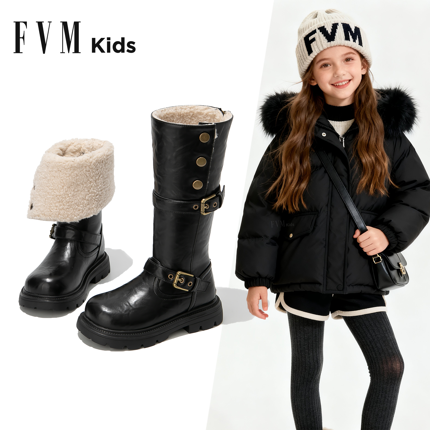 女童宝宝两穿长筒靴】加绒加厚