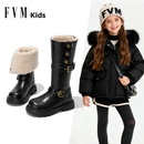 女童靴子儿童马丁长筒长靴2025新款 加绒加厚高筒皮靴雪地靴 秋冬季