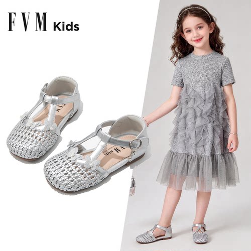 FVM女童鞋子儿童公主包头凉鞋