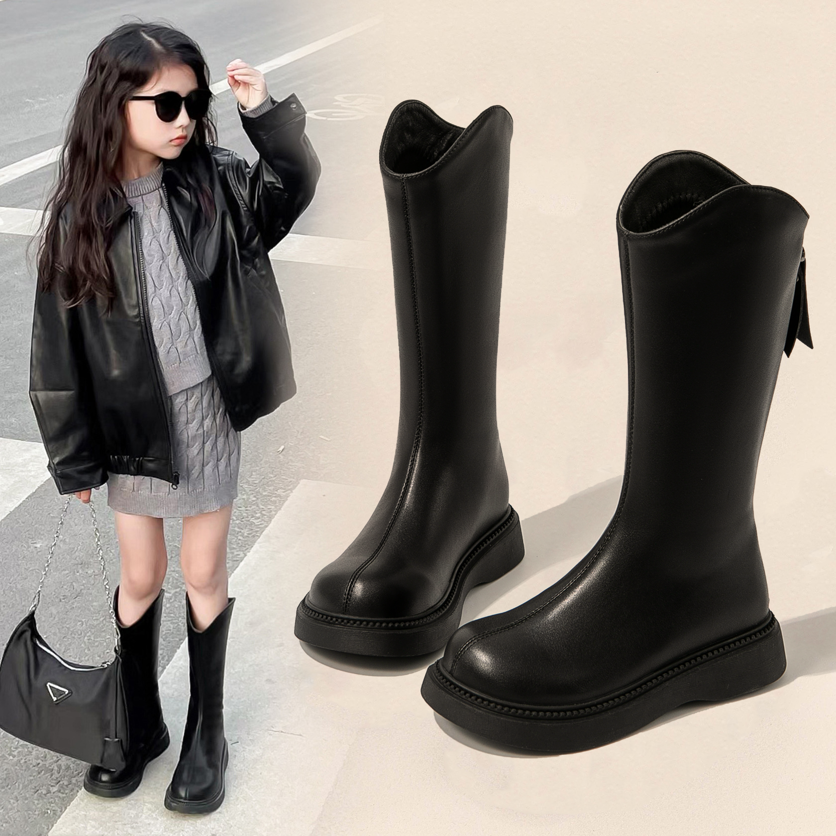 女童长靴TOP！秋冬BI备款高筒靴