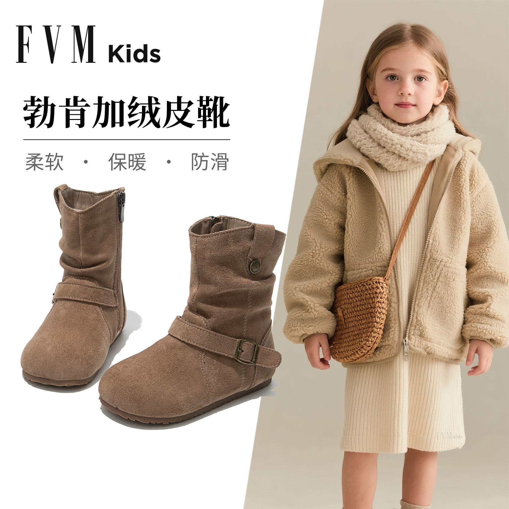 女童靴子儿童马丁靴2025新款加绒