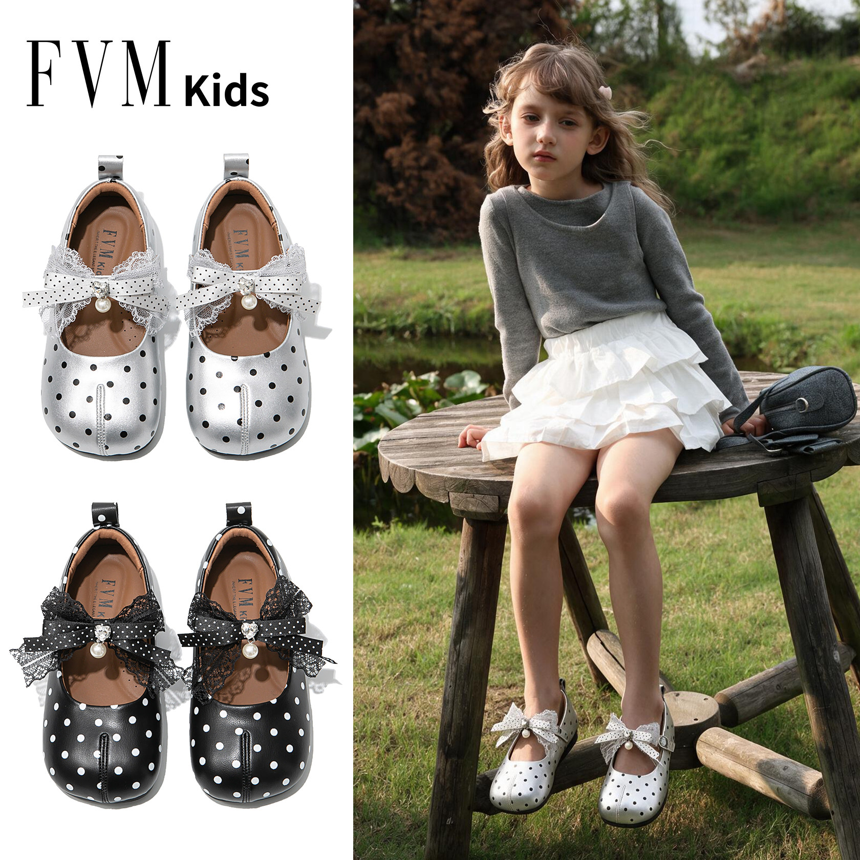 FVM女童鞋子儿童公主小皮鞋