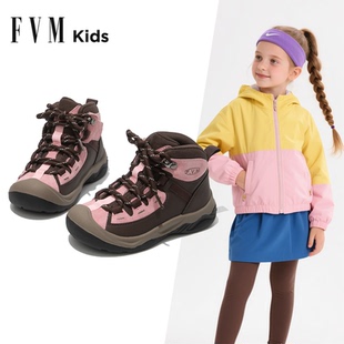 FVM女童鞋儿童运动板鞋2025新款秋冬高帮大童软底粉色防滑登山鞋