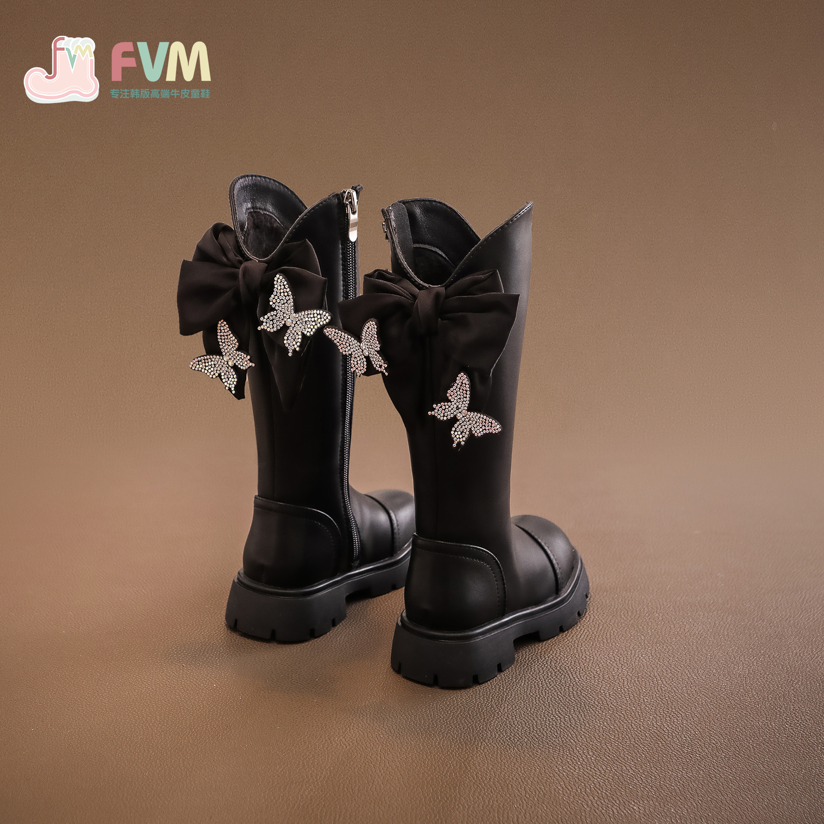 FVM长筒靴儿童秋冬季休闲皮靴