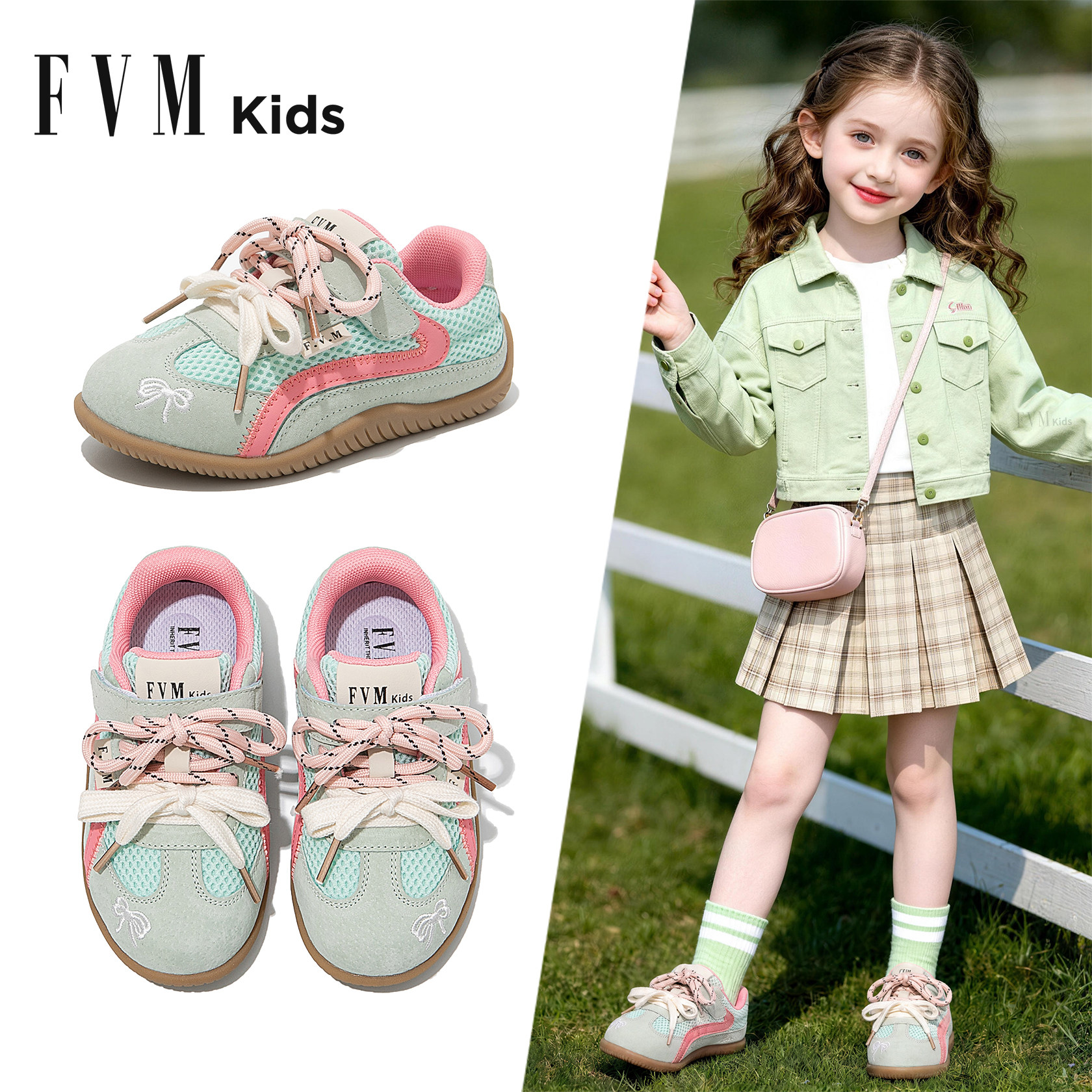 FVM女童鞋子儿童运动德训板鞋