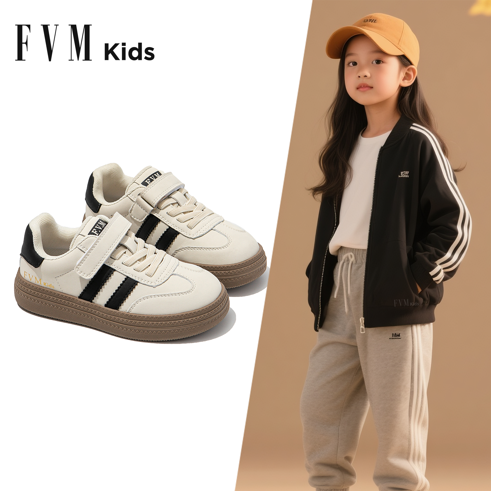 FVM女大童运动鞋2025新款儿童德训鞋透气网面白色鞋子跑步夏薄款