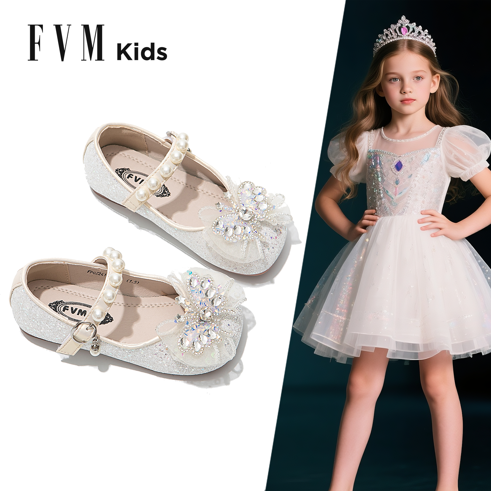 鉆面升級不掉鉆，女童公主鞋
