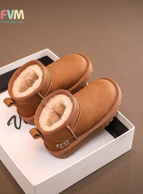 FVM女童鞋子儿童二棉鞋2024冬季新款雪地靴加绒加厚男童宝宝保暖